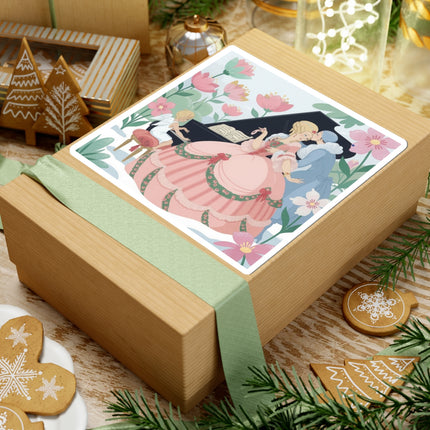 🎹💕 The Christmas Serenade Kiss-Cut Sticker – Art Deco Holiday Romance