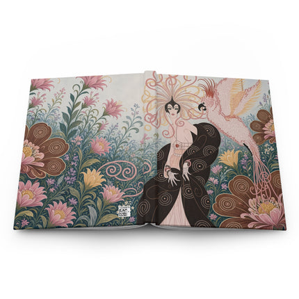 🐦🌸 The Lady Of The Enchanted Cockatiel Garden Hardcover Journal – Art Deco Floral Fantasy