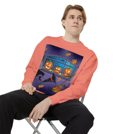 Whimsical Halloween Mischief Unisex Garment-Dyed Sweatshirt