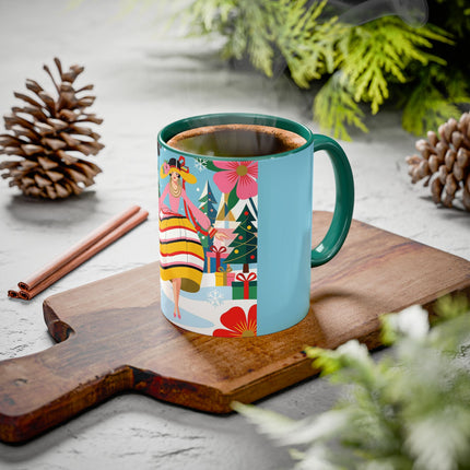 🌼🎄 The Christmas Blossom Belle Colorful Mug – Colorful Art Deco Holiday Fantasy