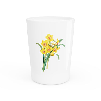 Chinese Sacred Lily botanical illustration by Pierre-Joseph Redouté Ceramic Shot Glass