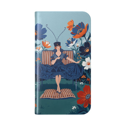🌺🎩 The Lady Of The Grand Flower Garden Flip Case – Art Deco Floral Fantasy