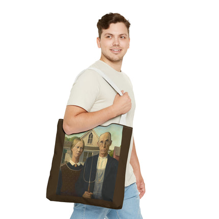 American Gothic by Grant Wood Tote Bag (AOP)