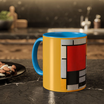 Composition with Red, Yellow, Blue, and Black by Piet Mondrian Colorful Mugs (11oz, 15oz)