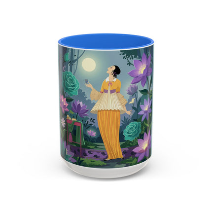 The Lady Of The Moonlit Garden Colorful Mugs – Art Deco Botanical Serenity