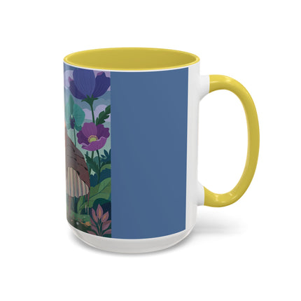 The Lady And The Enchanted Heron Colorful Mugs – Art Deco Botanical Elegance