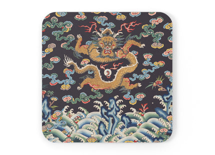 Rank Badge with Dragon with Deer Hooves Cork Back Coaster