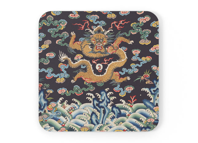 Rank Badge with Dragon with Deer Hooves Cork Back Coaster