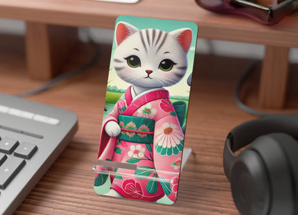 Geisha Kitten Strolls Among the Spoonbills Mobile Display Stand for Smartphones