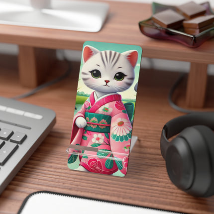 Geisha Kitten Strolls Among the Spoonbills Mobile Display Stand for Smartphones