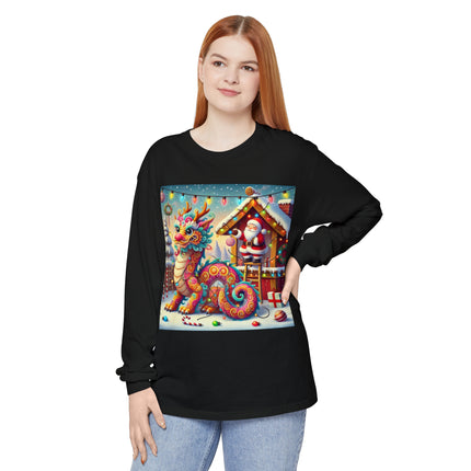 Playful Dragon's Christmas Unisex Garment-dyed Long Sleeve T-Shirt