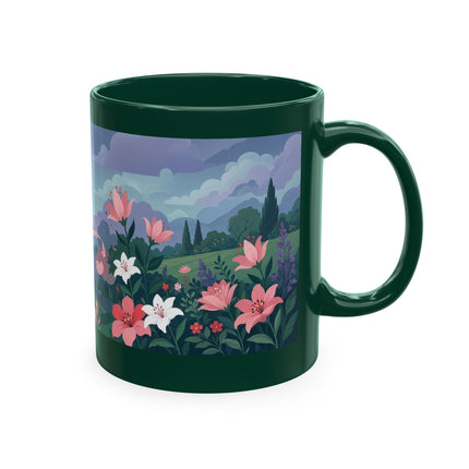 🌹💌 The Lady Blowing Kisses In The Rose Garden Ceramic Mug – Art Deco Floral Romance
