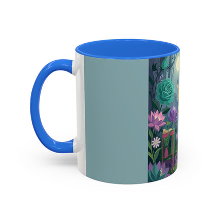 The Lady Of The Moonlit Garden Colorful Mugs – Art Deco Botanical Serenity