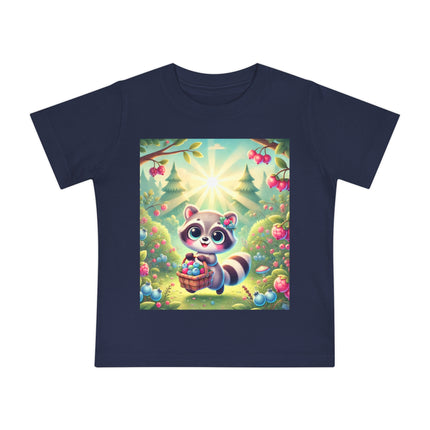 Raccoon’s Berry Basket Baby T-Shirt – Sweet Woodland Charm & Sunny Adventures
