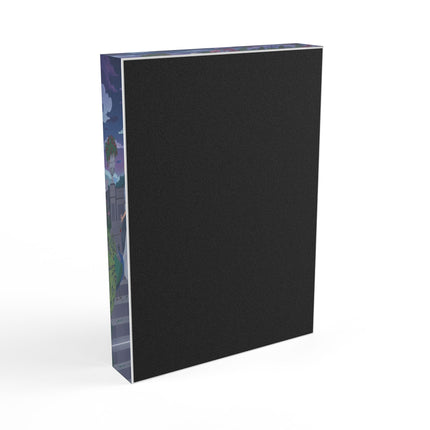🦚🌙 The Lady Of The Midnight Peacock Garden Acrylic Art Block – Art Deco Floral Elegance