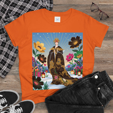 🌸✨ The Golden Garden Empress Cotton Tee – Asian-Inspired Floral Fantasy
