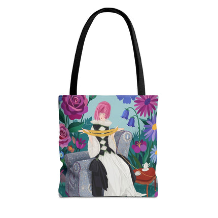 🌹🧶 The Lady Of The Golden Yarn Tote Bag – Art Deco Floral Elegance