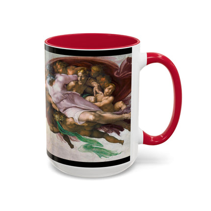 The Creation of Adam by Michelangelo Buonarroti Colorful Mugs (11oz, 15oz)