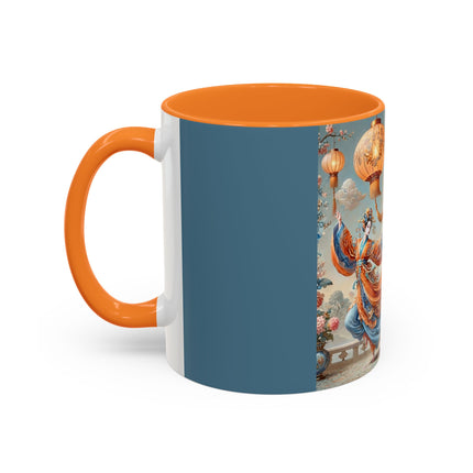 Golden Dragon & Lantern Lady Colorful Mug – Imperial Dragon & Elegant Harmony