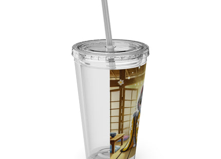 Playful Kitten in the Tea Room Sunsplash Tumbler with Straw, 16oz