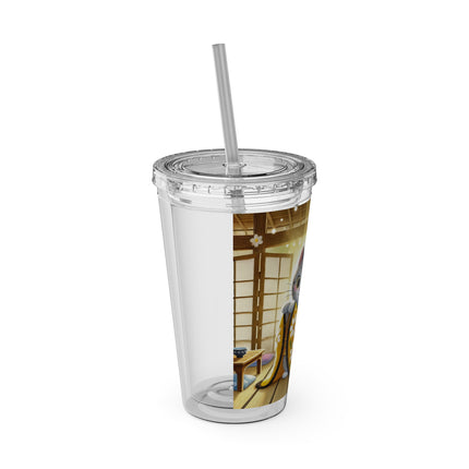 Playful Kitten in the Tea Room Sunsplash Tumbler with Straw, 16oz