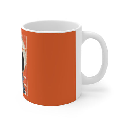The Actor Bandō Hikosaburō V and the Mo troupe by Tsukioka Yoshitoshi Ceramic Mug 11oz