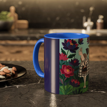 The Lady Of The Lotus Garden Colorful Mugs – Art Deco Botanical Elegance