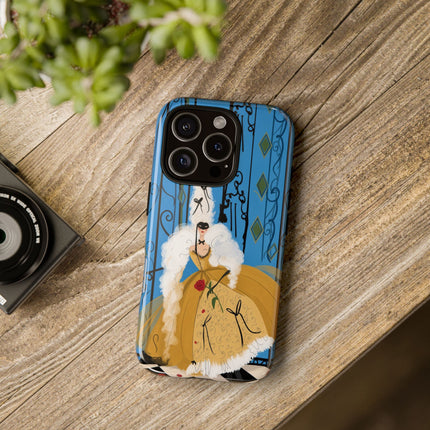 🎭🌹 The Lady At The Masquerade Gates Phone Case – Art Deco Fashion Illustration
