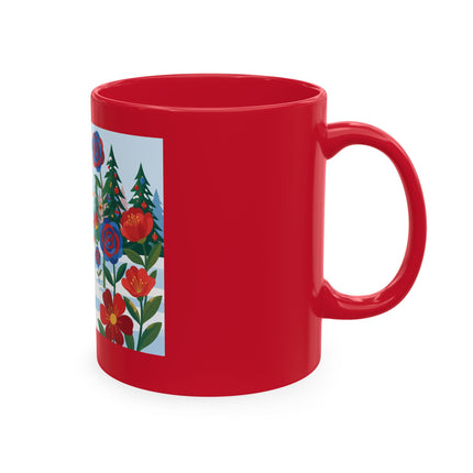 🌹🎄 The Lady Of The Holiday Roses Ceramic Mug – Art Deco Christmas Elegance