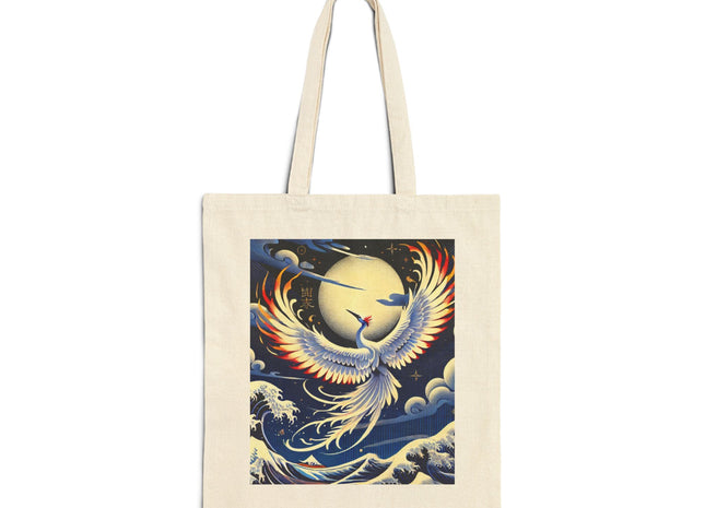 Majestic White Crane Cotton Canvas Tote Bag