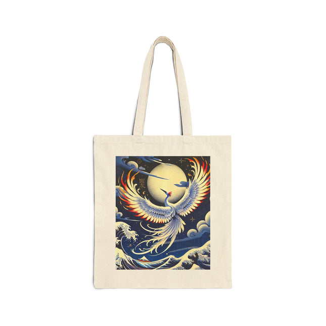 Majestic White Crane Cotton Canvas Tote Bag