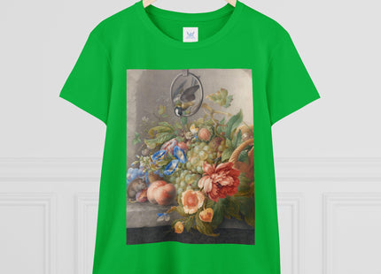 Still Life With Flowers, Fruit, A Great Tit And A Mouse by Herman Henstenburgh Women's Midweight Cotton Tee