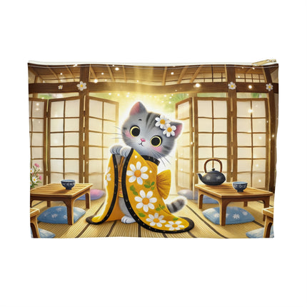 Playful Kitten in the Tea Room Accessory Pouch – Curious Charm & Cozy Whimsy