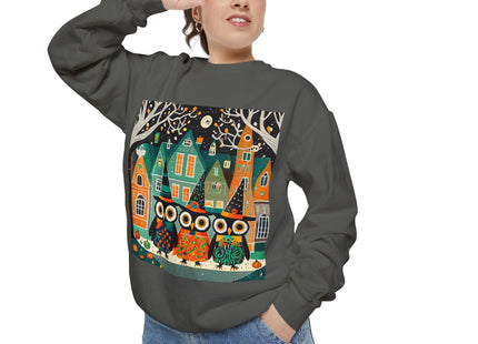 Night of the Trick-or-Treating Owlets Unisex Garment-Dyed Sweatshirt