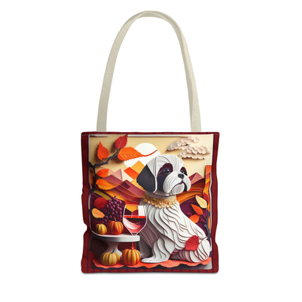 Shih Tzu at an Autumn Wine Tasting Tote Bag (AOP)