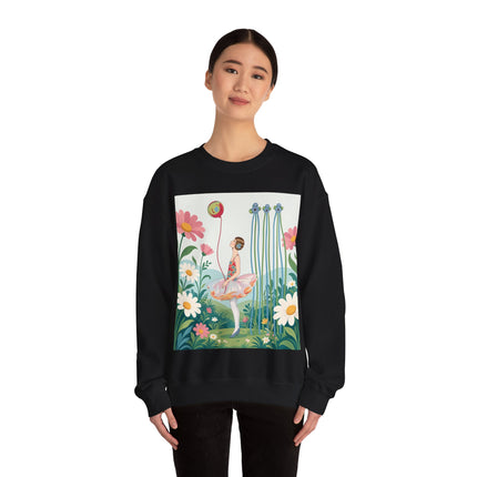 🌼🎈 The Garden Balloon Dancer Crewneck Sweatshirt – Art Deco Floral Whimsy