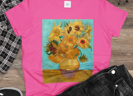 Vase with Twelve Sunflowers by Vincent van Gogh Women's Midweight Cotton Tee