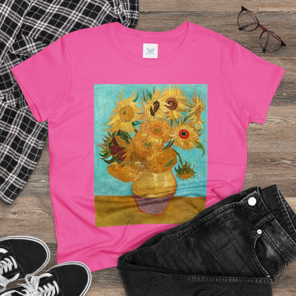 Vase with Twelve Sunflowers by Vincent van Gogh Women's Midweight Cotton Tee