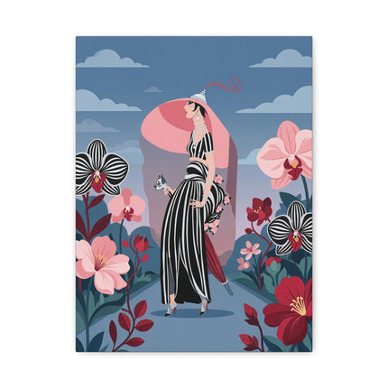 🌸🖤 The Striped Orchid Promenade Placemat – Art Deco Floral Fashion