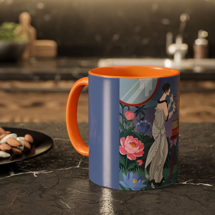 Whispers to the Golden Songbird Colorful Mugs – Art Deco Garden Elegance