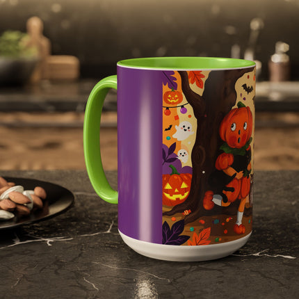 🎃🐈‍⬛ The Pumpkin Child’s Halloween Parade Colorful Mug – Whimsical Storybook Charm