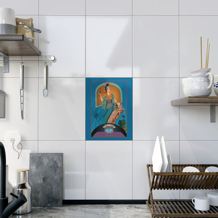March & Aquamarine Ceramic Tile — Gem Series by Sofia Chiostri