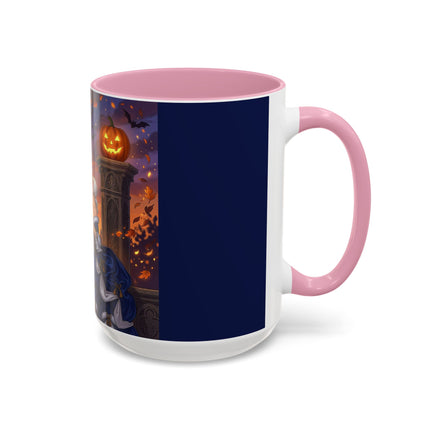 🎃💙 The Pumpkin Lantern Courtship Colorful Mug – Romantic Halloween Elegance
