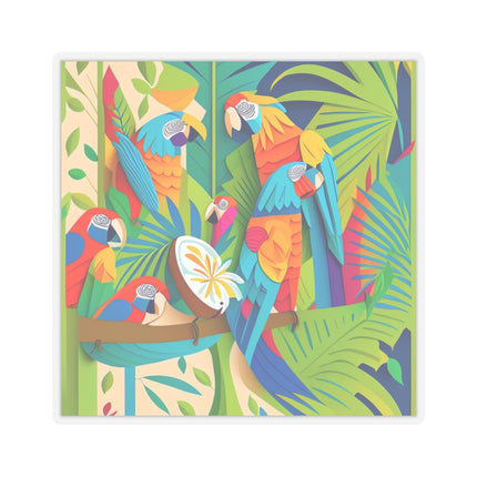 Colorful Macaws Kiss-Cut Stickers (4 Sizes)
