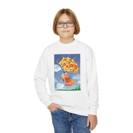 Flight of Blossoms Youth Crewneck Sweatshirt – Freedom, Imagination & Joyful Flight