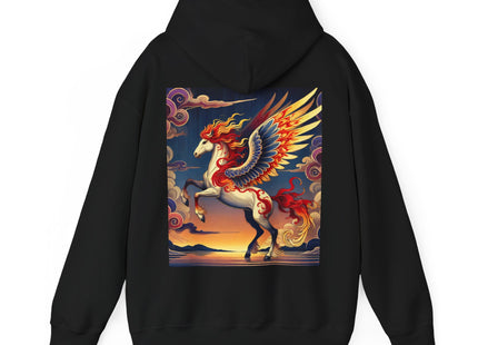 Flame-Winged Horse at Sunset – Heavy Blend™ Hooded Sweatshirt