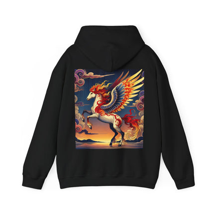 Flame-Winged Horse at Sunset – Heavy Blend™ Hooded Sweatshirt