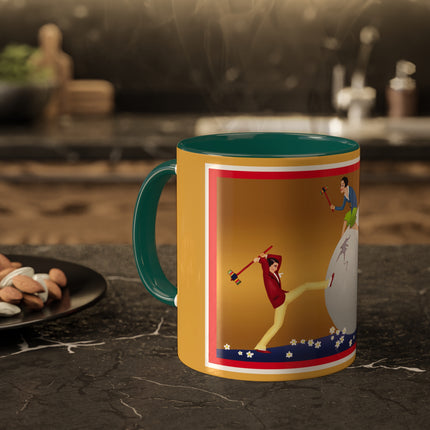 Crack-Up Comedy: The Great Egg Duel Colorful Mugs, 11oz