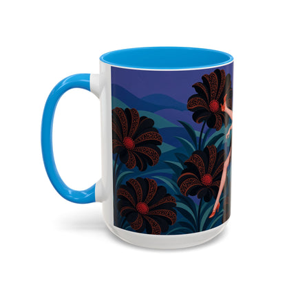 🖤🌺 The Midnight Floral Acrobat Colorful Mug – Art Deco Fashion Whimsy