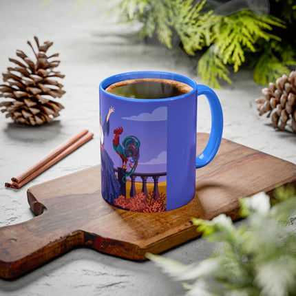 The Dawn Serenade Colorful Mug (11oz, 15oz) – Rooster Beauty, Morning Charm & Art Deco Elegance